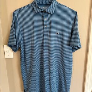 Vineyard Vines Blue Striped Men's Shirt on the go sankaty polo